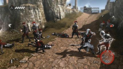 Auch mit mehreren Gegnern wird Ezio spielend fertig - die Kämpfe sind wieder einmal zu einfach.