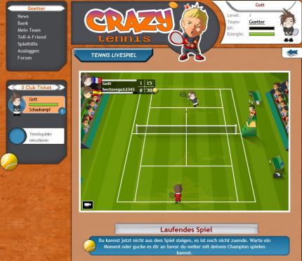 Das aktuelle Tennismatch von Crazy Tennis lässt sich sogar in voller Länge anschauen (Dauer circa 3 Minuten).