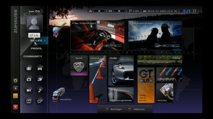 Die Zuhause-Seite im GT-Modus von Gran Turismo 5.