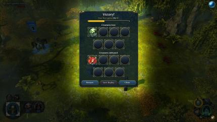 Am Ende einer Schlacht in Might & Magic: Heroes 6 gibt es eine detaillierte Aufstellungen über die Verluste, die gewonnen Erfahrungspunkte und könnt bei kleineres Scharmützeln den Kampf noch einmal wiederholen. Praktisch.