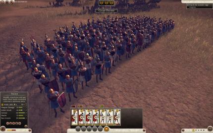 Total War: Rome 2 in der Vorschau - Zoomt man rein, wird aus dem blauen Pixelbrei eine detaillierte Gruppe von Soldaten in bläulicher Rüstung.
