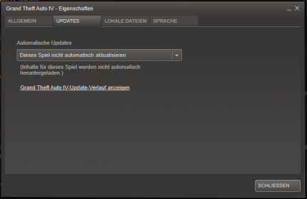 GTA 4 Steam-Version: Auto-Update-Funktion deaktivieren.