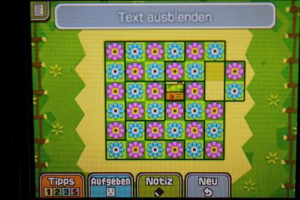 Professor Layton und das Vermächtnis von Aslant: So müsst ihr die Bausteine anordnen, um Rätsel 046: Blumiger Vorgarten 2 zu lösen.