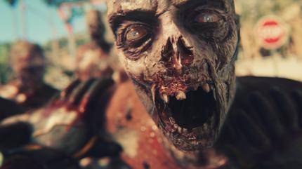 Zombie in Nahaufnahme greift an.