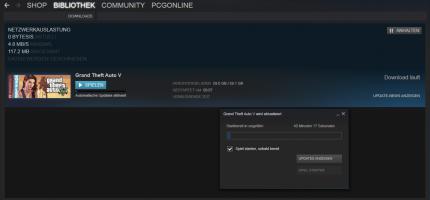 Für den Download von GTA 5 müsst ihr aktuell reichlich Zeit einplanen. Wir haben für 100 MB mit der Leitung im Verlagshaus mehr als eine Stunde benötigt.