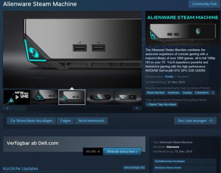 Alienwares Steam Machine im Steam-Shop