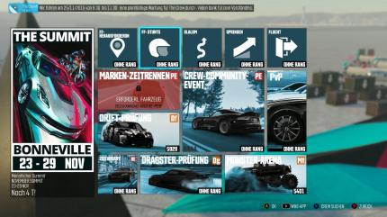 Von einer praktischen Übersichtsseite können wir zu allen 'The Summit'-Veranstaltungen in The Crew: Wild Run springen.
