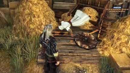 Assassins Creed lässt grüßen: In The Witcher 2 kann man einen toten Assassinen neben einem Heuhaufen entdecken.