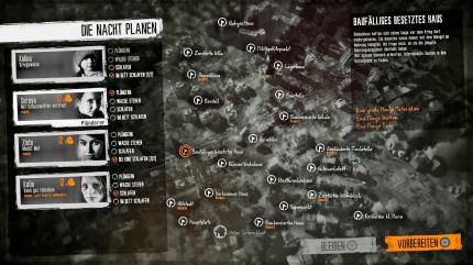 Die Nacht planen: Wenn nicht gerade heftige Schneefälle oder Scharfschützen den Zugang verhindern, bietet die nähere Umgebung eine Vielzahl von mehr oder minder gefährlichen Locations zum Plündern. (PS4)