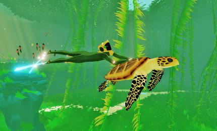 Bling-Bling: Das bläuliche Schimmern der Schwimmflossen signalisiert die Möglichkeit, diese Schildkröte als Mitfahrgelegenheit zu nutzen. (PC)