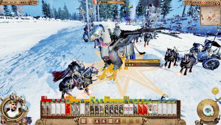 König gegen Krieger: 
Helden wie Louen, der König der Bretonen auf dem Hippogreif, leveln durch gesammelte Erfahrung auf und erlernen so neue Fähigkeiten. (PC)
