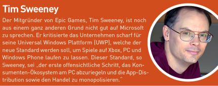 Skeptisch: 
Tim Sweeney betrachtet Microsofts Entscheidungen kritisch.