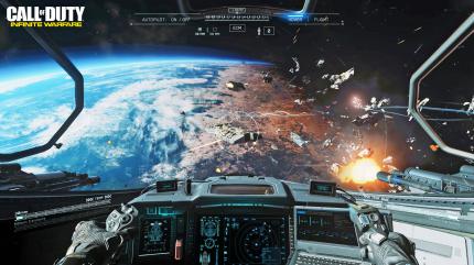 Weltraumschlacht: 
Die Kämpfe im All gehören zu den Highlights des neuen Call of Duty-Teils. Ob man hier wirklich frei umherfliegen kann, wurde noch nicht bestätigt. (PC)