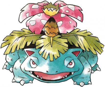 Bisaflor: 
Die finale Evolutionsstufe des Starterpokémons Bisasam.
