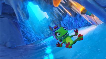 Abwärts: 
Yooka und Laylee sind die inoffiziellen Erben von Banjo und Kazooie - aus rechtlichen Gründen heißen sie anders und sehen anders aus. (PS4)