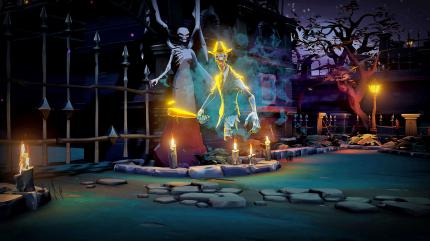 Knüppelgeist: 
Gelegentlich wechselt die Perspektive und lässt besondere Widersacher posieren. (PS4)