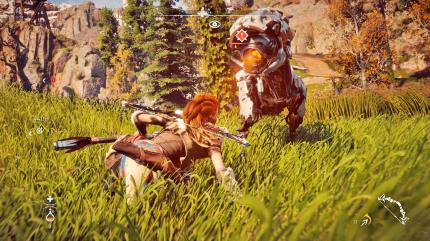 Gelenkig: 
Ohne blitzschnelle Ausweichmanöver ist man in einem Gefecht so gut wie chancenlos. Gut, dass sich Aloy so geschmeidig wie eine Raubkatze bewegt. (PS4)