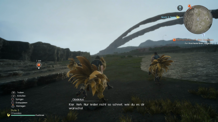 Auf dem Rücken eines Chocobos könnt ihr schnell größere Distanzen zurücklegen.