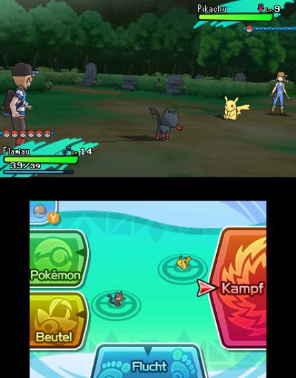 Das Kampfmenü in Pokémon Sonne und Mond.