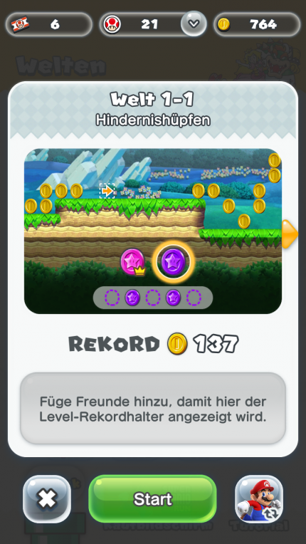 Habt ihr alle pinken Münzen in einem Level gesammelt, schalten sich violette Taler frei.