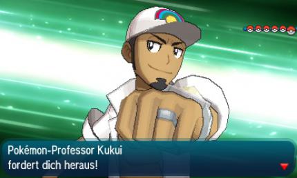 Der letzte Gegner in der Pokémon-Liga - Pokémon Professor Kukui.