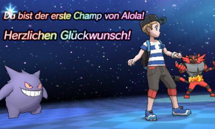 Wir werden mit unseren Pokémon in der Ruhmeshalle verewigt.