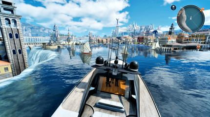 Das Venedig von Eos: 
Altissia, die Wasserfallstadt, ist sehr hübsch gestaltet, allerdings nicht so offen begehbar, wie man sich das wünschen würde. (PS4)