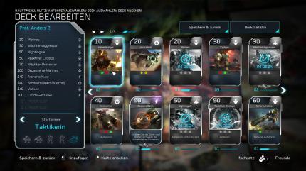 Im Deckbuilder stellen wir uns unsere Kartenmischung zusammen.