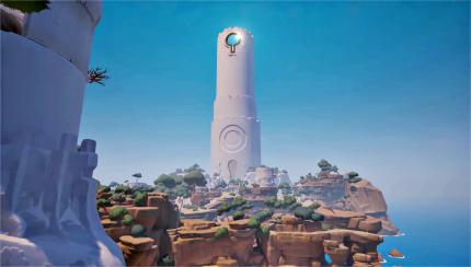 Enigmatisch: 
Allgegenwärtig ist ein kolossaler Turm, der alles auf der Insel überragt. Welche Rolle er wohl spielt? Vielleicht findet hier das Finale von Rime statt. (PS4)