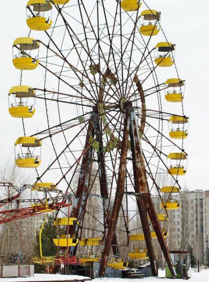 Das Riesenrad zählt wohl zu den bekanntesten Bauwerken in Prypjat. Ursprünglich war es als Teil eines kleinen Rummels gedacht, der jedoch nie eröffnete.