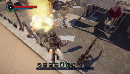 Dicke Rüstung und Jetpack: Wer muss bei den Elex-Outlaws nicht sofort an die Power Armor aus Falllout 4 denken?