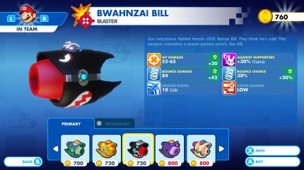 Wie komplex das Spiel ist, verrät ein Blick auf die Waffen-Upgrades: Alle der mit Münzen zu erwerbenden Blaster besitzen eigene Werte und Spezialfähigkeiten.