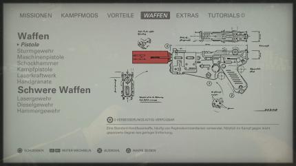 Alle Standard-Waffen dürfen wir mit bis zu drei Upgrades versehen.