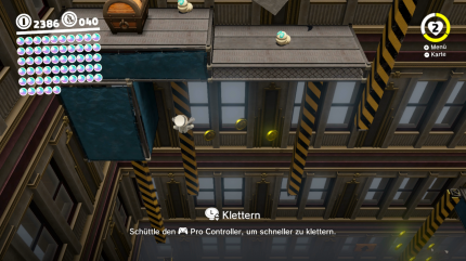 Cityland - 34. Mond: Hangelt ihr euch an den Stangen zu weit unten entlang, ist die Schatztruhe schnell übersehen. Verpasst ihr den Mond während eurer Jagd auf den Mechawiggler, könnt ihr das Rathaus später einfach erneut betreten.