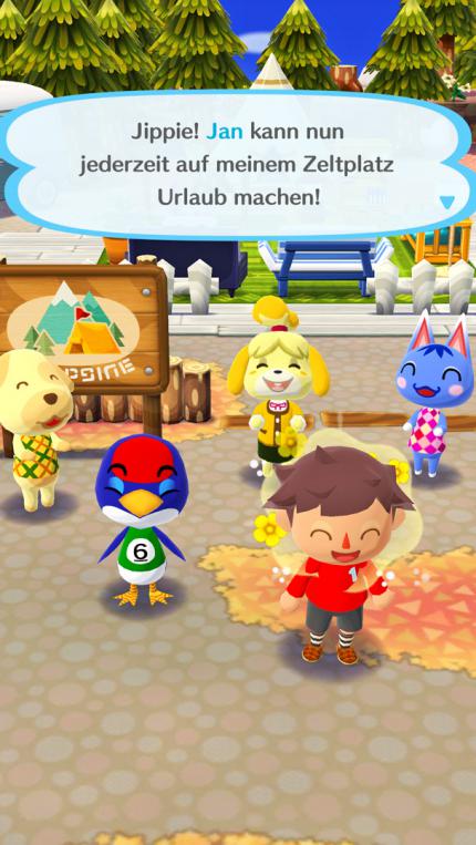 Haben wir den Freundschaftslevel eines Tieres erhöht und ihm einige Wünsche erfüllt, so macht er es sich auf dem Campingplatz gemütlich.