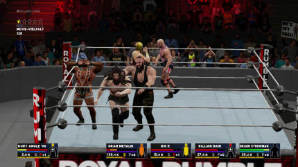 Im Royal Rumble friert andauernd das Bild für mehrere Sekunden ein. Spaß kommt so nicht auf.
