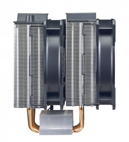 Der mächtige Cooler Master MasterAir MA620P ist mit 169mm Höhe der höchste Kühler, den wir gleich noch in der Marktübersicht für euch herausgesucht haben. Er wiegt, auch wegen der zwei Lüfter, beinahe 1,5 Kilogramm.