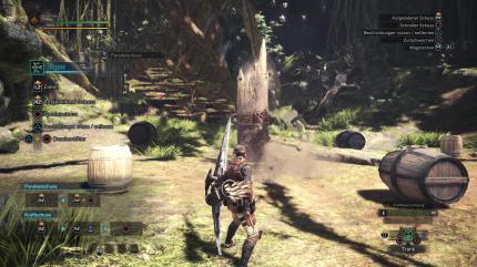 Monster Hunter World - Bogen - Der Parabelschuss lässt kleine Projektile herabregnen.