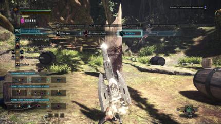 Monster Hunter World - Energieklinge - Mit der Auflade-Kombo mit Dreieck ladet ihr auch das Schwert, nachdem ihr die Phiolen gefüllt habt.