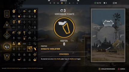<strong>Zusatz-Holster - Kosten: 8 Vorteilspunkte</strong> - Das Perk erlaubt euch einen zusätzlichen Waffenslot. Damit ihr nicht nur mit MG durch Montana zieht, solltet ihr diesen Vorteil schnell erwerben.
