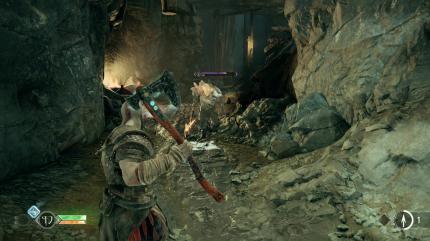 Gegner mit lila Energieanzeige sind mächtiger als Kratos! Obacht ist hier geboten!