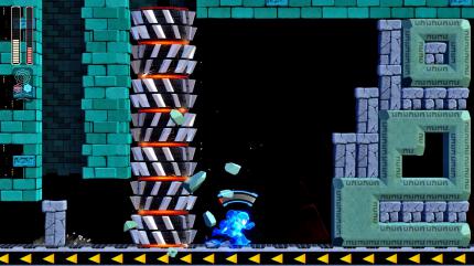 Mega Man muss nicht nur seinen Buster einsetzen, sondern auch seine Sprung­fähigkeiten sowie seine Geschwindigkeit unter Beweis stellen.&nbsp; (1)