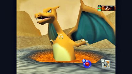 In Pokémon Snap trefft ihr Pokémon wie Glurak in ihren natürlichen Habitaten. Und wo lebt ein Feuer-Pokémon gerne? Natürlich in einem kleinen Lava-See!