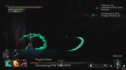 Wir verschießen Seelenenergie-Wellen um unsere Gegner zu treffen. Der dunkle Ritter Schmelztiegel ist einer der Bosse, die es zu bezwingen gilt.