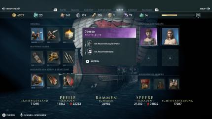 Spezielle Bootsleute im Schiffs-Menü von Assassin's Creed Odyssey.