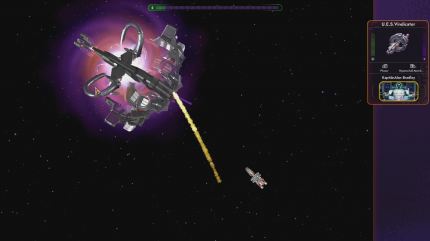 In den Weltraumkämpfen können wir unser Hauptschiff&nbsp; oder auch eines der angeheuerten Vehikel der anderen Völker steuern. Wenn wir aber unser Hauptschiff verlieren, ist das Spiel zu Ende.