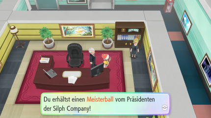 Für die Rettung der Silph Company erhalten wir vom Präsidenten den Meisterball.