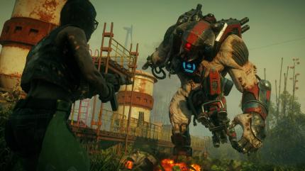 Auch in Rage 2 wirft uns die Obrigkeit riesige, technisch aufgemotzte Mutanten entgegen.&nbsp;