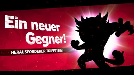 Eine schwarze Stilhouette auf einem roten Hintergrund. Daneben ein weißer Text.