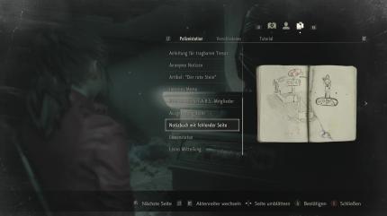 Im Notizbuch findet ihr den Code für die Mädchenstatue.